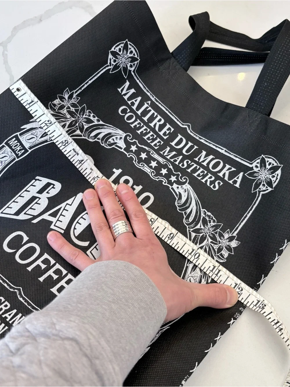 Bacha Coffee Non-Woven Fabric Shopping Tote Bag Black